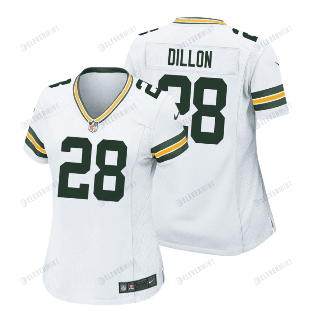 A.J. Dillon 28 Green Bay Packers Women Away Game Jersey - White